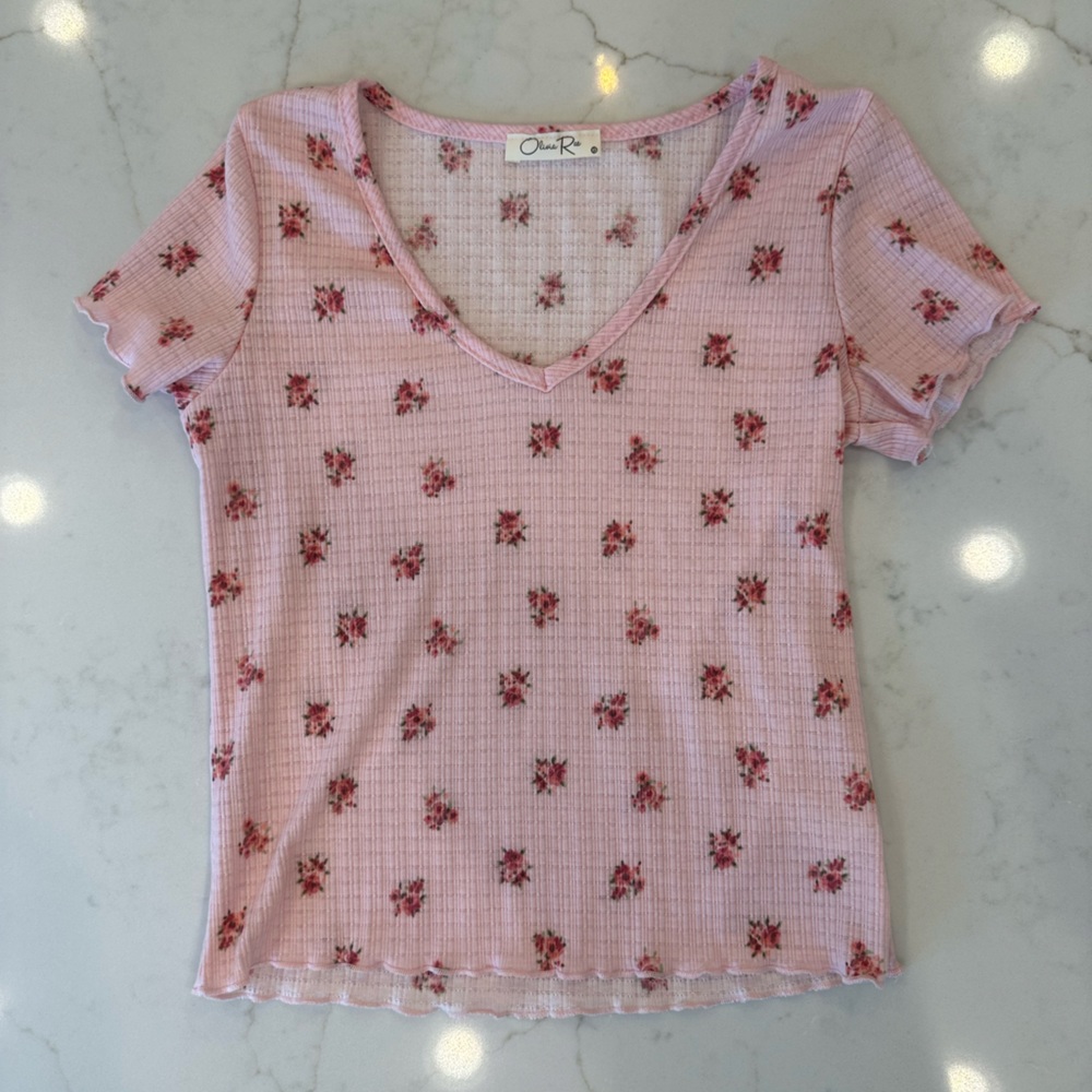 Pink floral baby tee